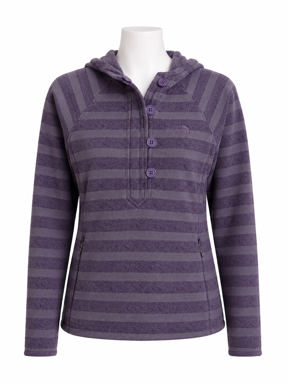 Size S The North Face Women’s Novelty Crescent Sunset Hoodie Purple Striped Flee
